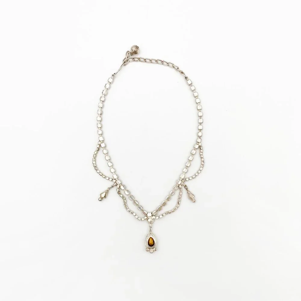 VINTAGE (Y2K) | Crystal & Rhinestone Teardrop Necklace + Earrings Set - Picture 4 of 15